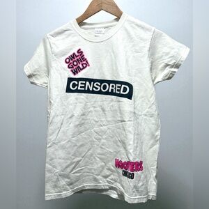 Iconic Hooters Chicago Owls Gone Wild T Shirt Crew Neck White Small NWOT